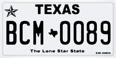 TX license plate BCM0089
