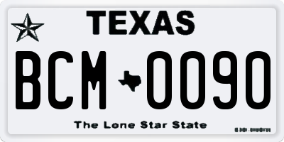 TX license plate BCM0090