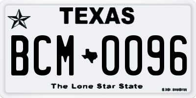 TX license plate BCM0096