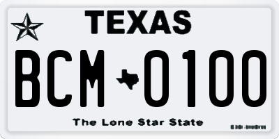 TX license plate BCM0100