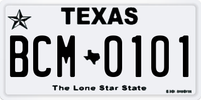 TX license plate BCM0101