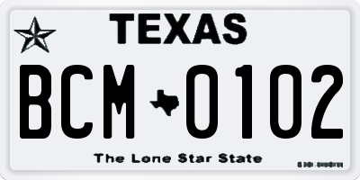 TX license plate BCM0102
