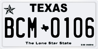 TX license plate BCM0106