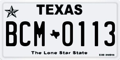 TX license plate BCM0113