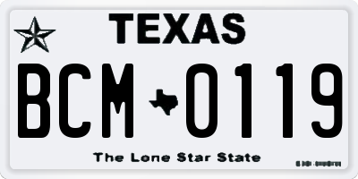 TX license plate BCM0119