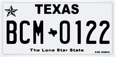 TX license plate BCM0122