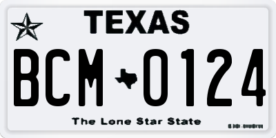 TX license plate BCM0124