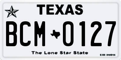 TX license plate BCM0127