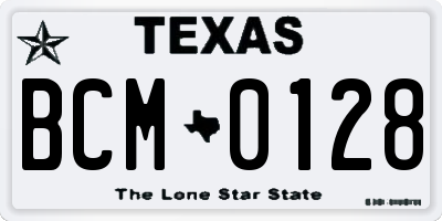 TX license plate BCM0128