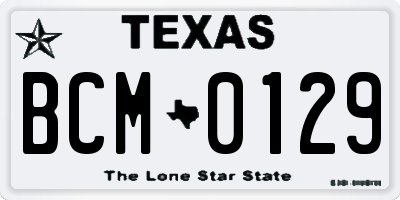 TX license plate BCM0129