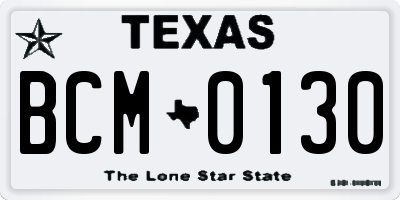 TX license plate BCM0130