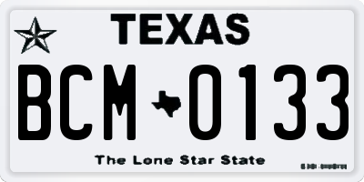 TX license plate BCM0133