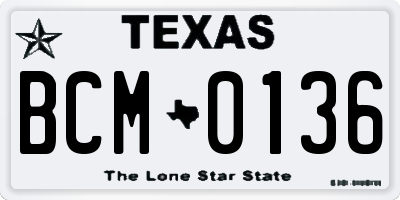 TX license plate BCM0136
