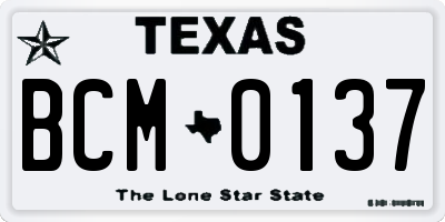TX license plate BCM0137