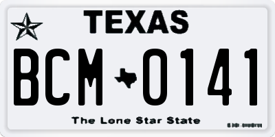 TX license plate BCM0141