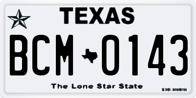 TX license plate BCM0143
