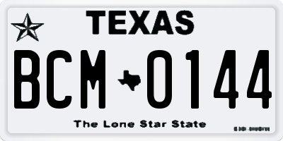 TX license plate BCM0144