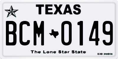 TX license plate BCM0149