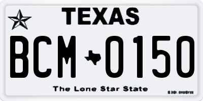 TX license plate BCM0150
