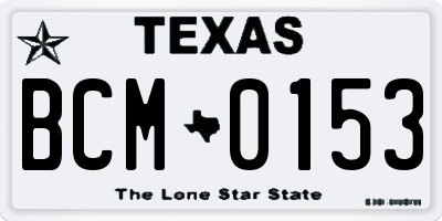 TX license plate BCM0153