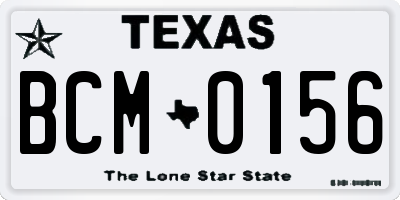 TX license plate BCM0156