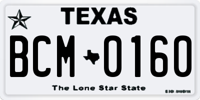 TX license plate BCM0160