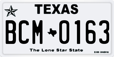 TX license plate BCM0163