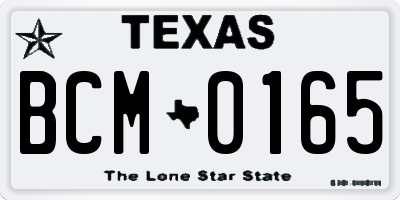 TX license plate BCM0165