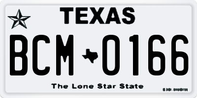 TX license plate BCM0166