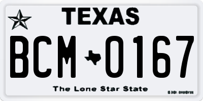 TX license plate BCM0167