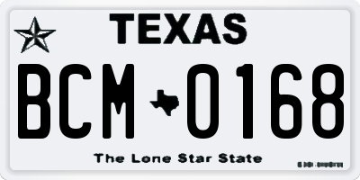 TX license plate BCM0168