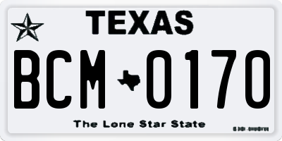 TX license plate BCM0170