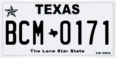 TX license plate BCM0171
