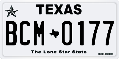 TX license plate BCM0177