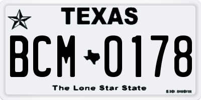 TX license plate BCM0178