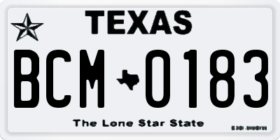 TX license plate BCM0183