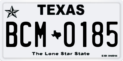 TX license plate BCM0185