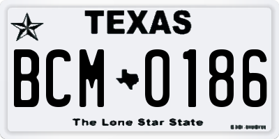 TX license plate BCM0186