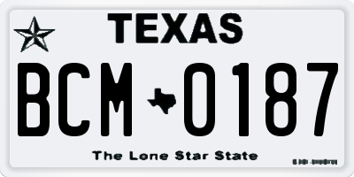 TX license plate BCM0187