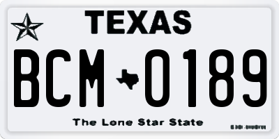 TX license plate BCM0189