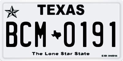 TX license plate BCM0191