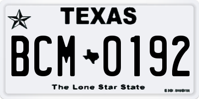 TX license plate BCM0192
