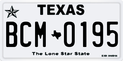 TX license plate BCM0195