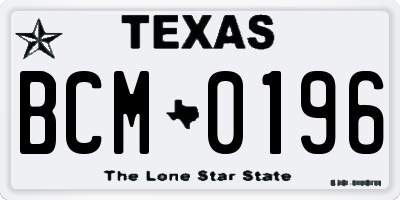 TX license plate BCM0196
