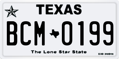 TX license plate BCM0199