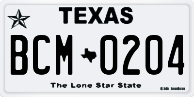 TX license plate BCM0204