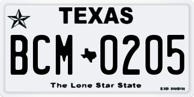 TX license plate BCM0205