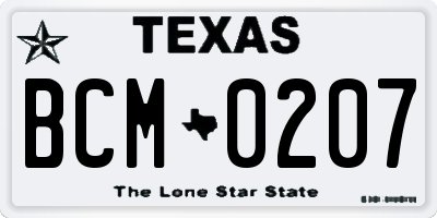 TX license plate BCM0207