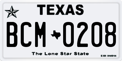 TX license plate BCM0208