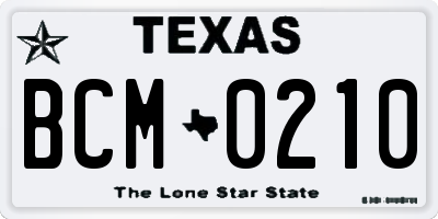 TX license plate BCM0210